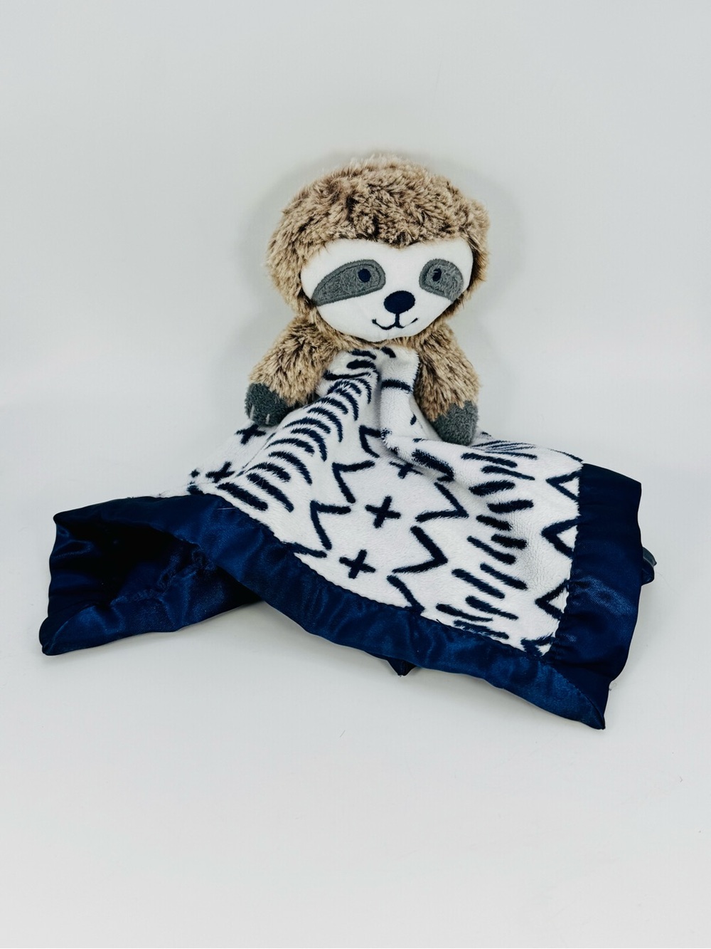 Cloud Island Plush Sloth Baby Security Blanket Lovey Blue White Satin Target